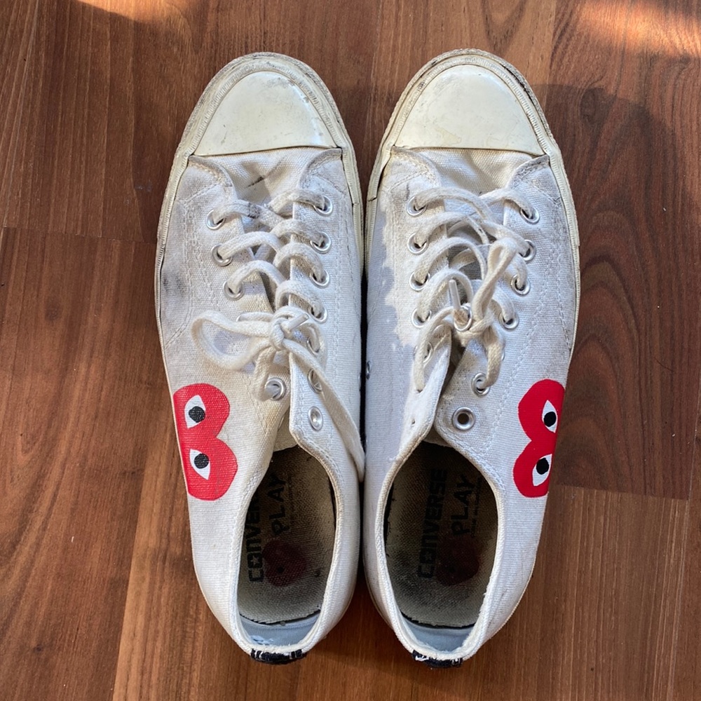 Comme des Garcons PLAY White and Red Sneakers